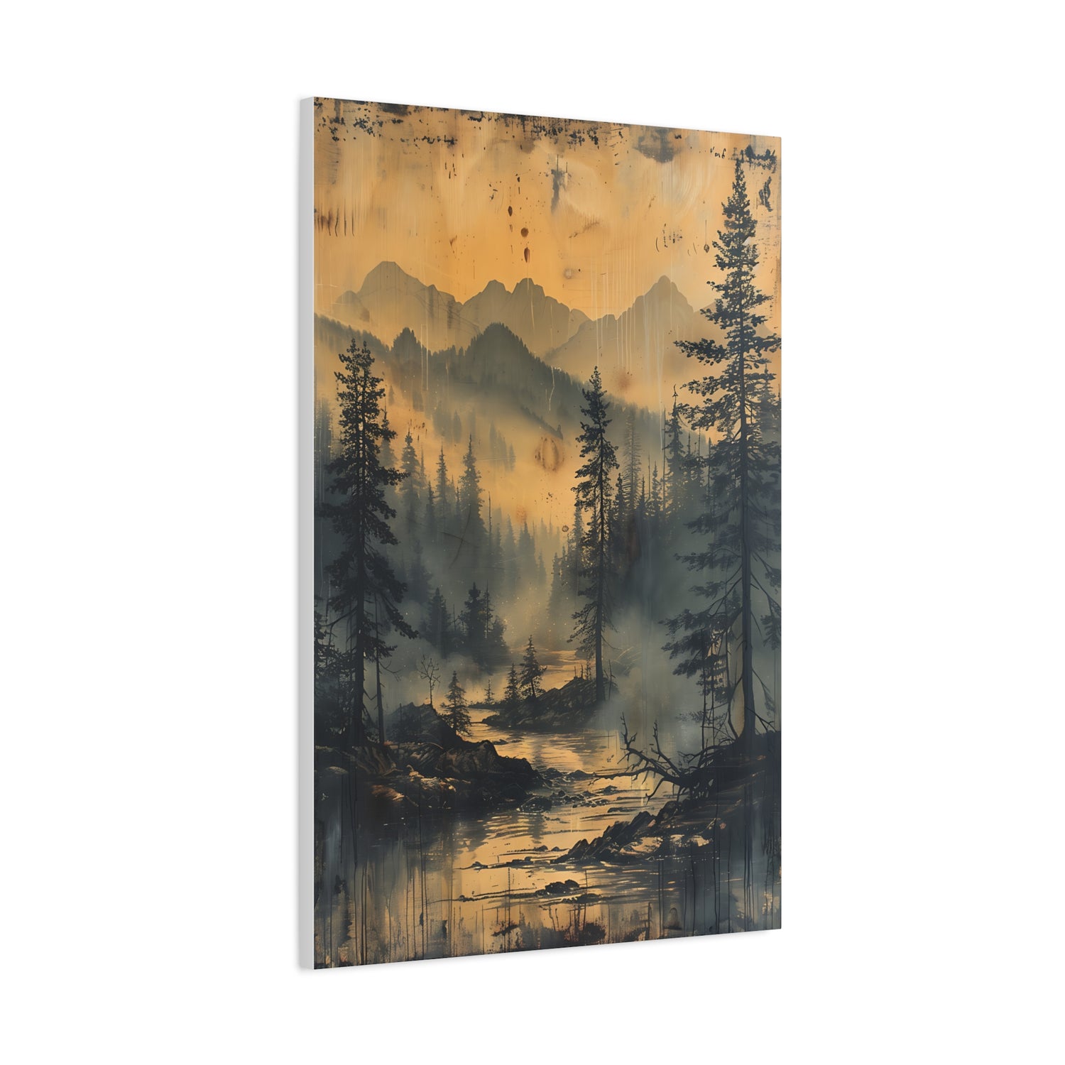 Mountain Mist Landscape Canvas Art— Rustic Pine Forest Wall Art - The Art Hub