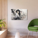 Asian Ink Painting Metal Art Serene Geisha Wall Decor - The Art Hub