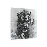 Tiger Metal Art — Dramatic Black & White Running Tiger Wall Decor - The Art Hub