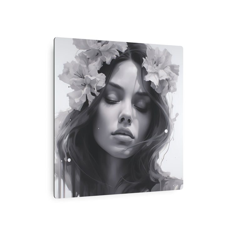 Metal Art — Beautiful Girl Floral Portrait Wall Decor - The Art Hub