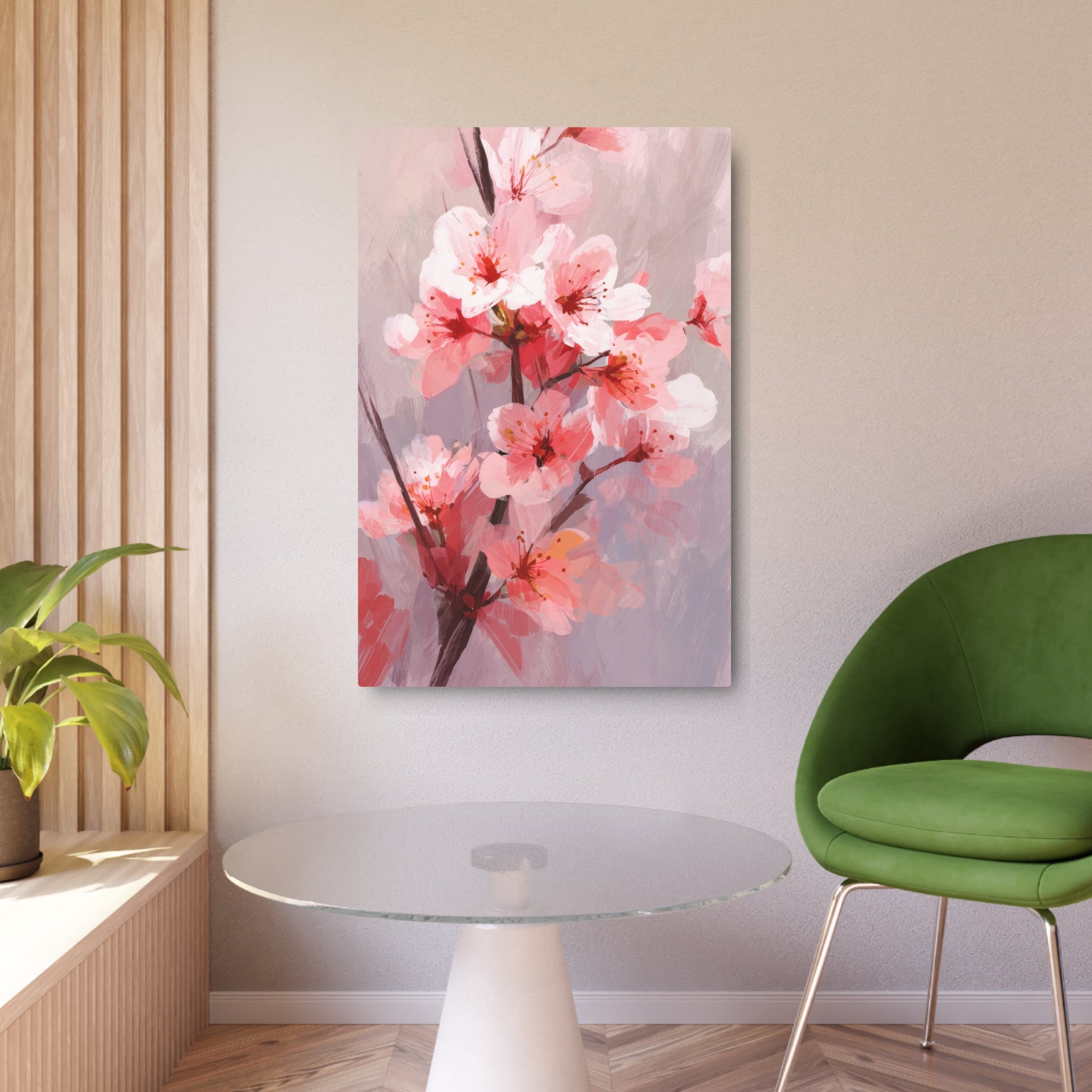 Cherry Blossom Metal Art Sign — Pink Floral Wall Décor