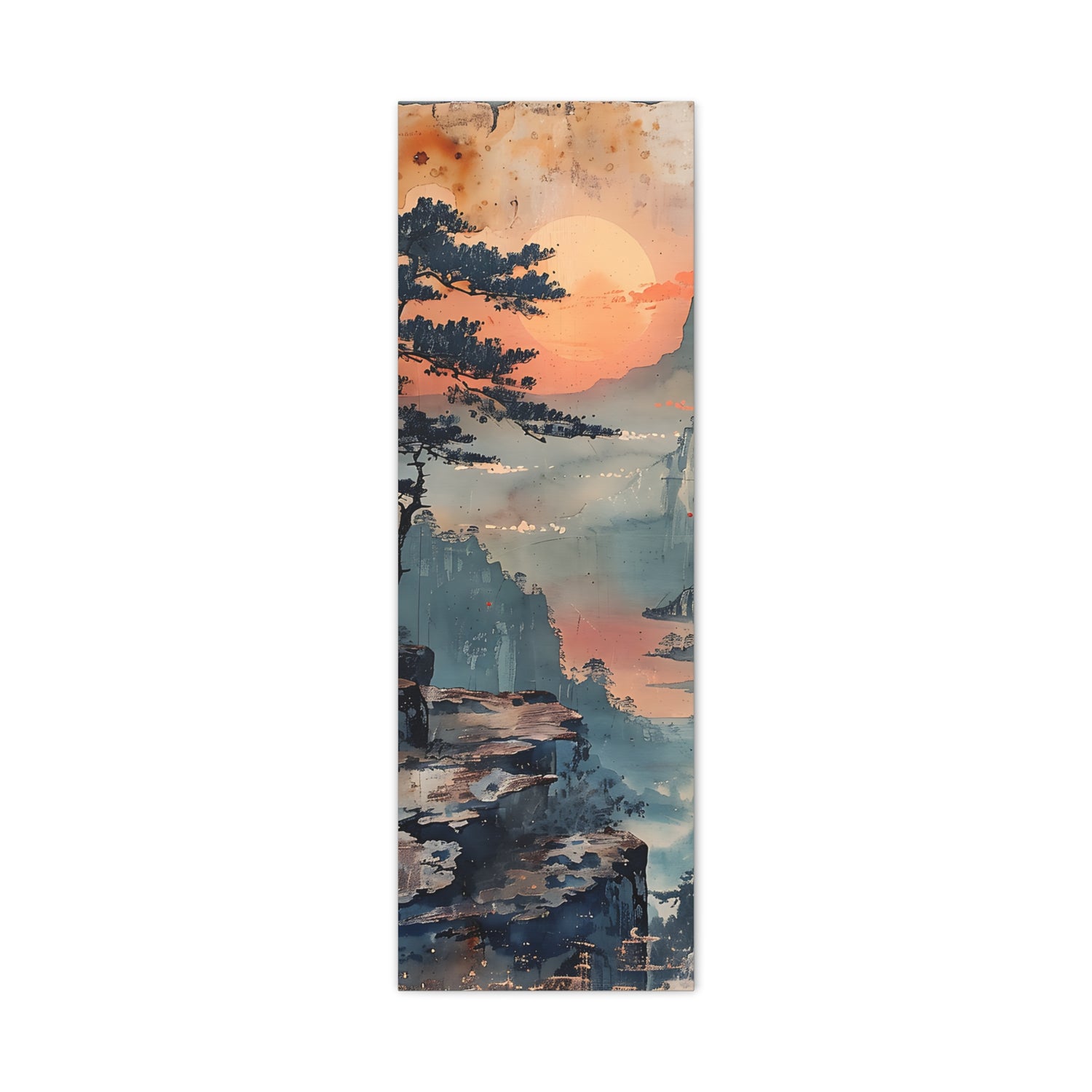 Sunset Mountain Landscape Canvas Print — Misty Pine Cliff Wall Art - The Art Hub