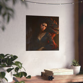 Fantasy Portrait Poster — Dark Sorceress with Dragon Matte Vertical Print - The Art Hub