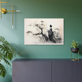 Metal Art Zen Geisha Ink Landscape Wall Plaque - The Art Hub