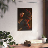 Fantasy Portrait Poster — Dark Sorceress with Dragon Matte Vertical Print - The Art Hub