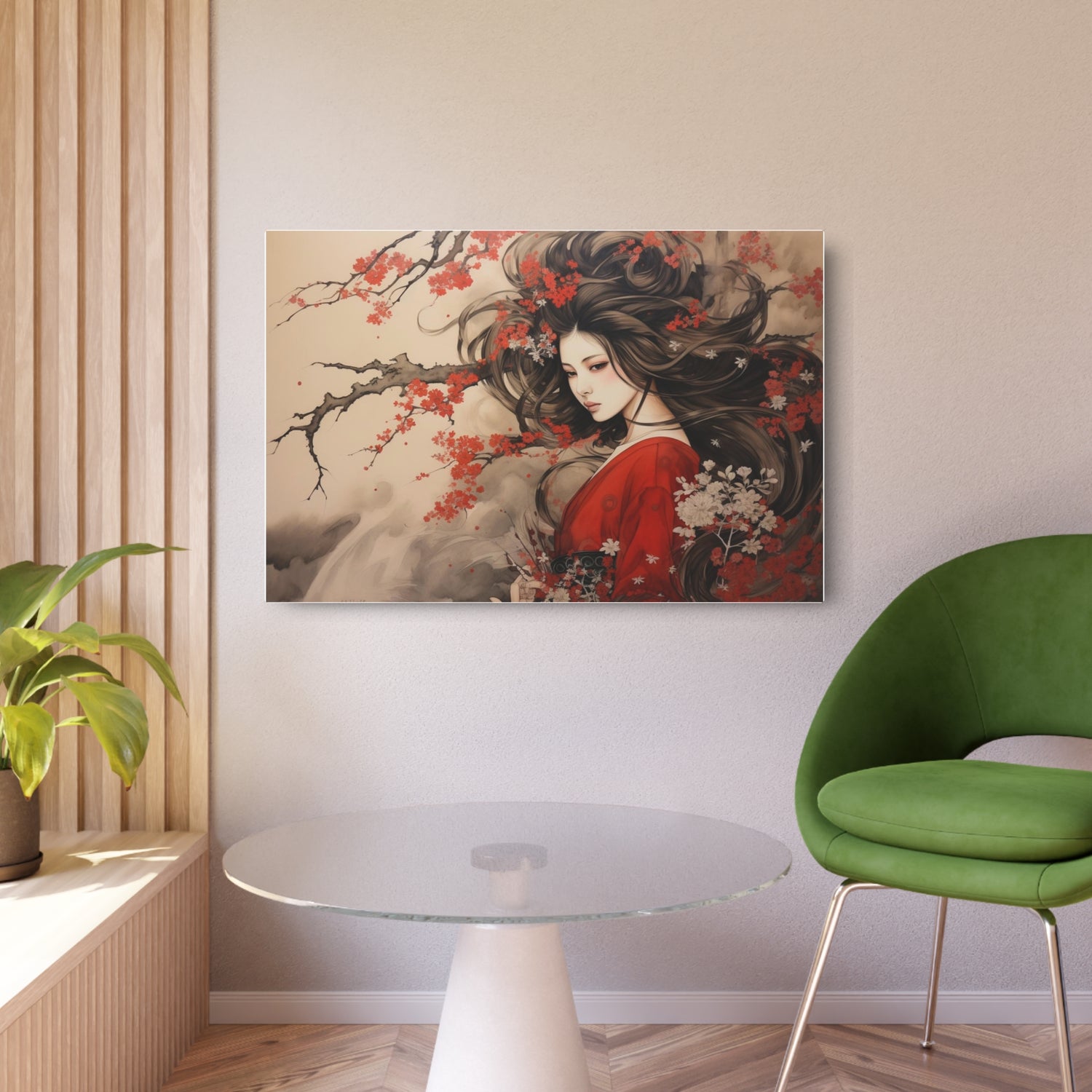 Metal Art Japanese Geisha Cherry Blossom Wall Decor - The Art Hub