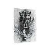Tiger Metal Art — Dramatic Black & White Running Tiger Wall Decor - The Art Hub