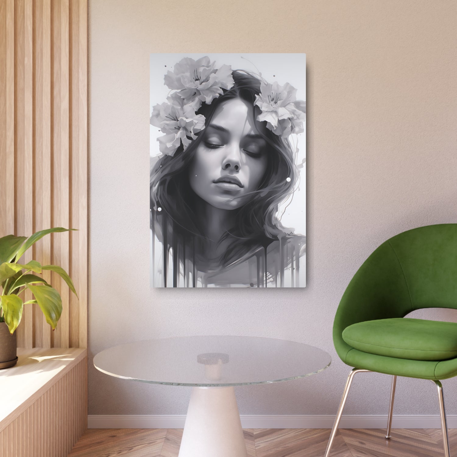 Metal Art — Beautiful Girl Floral Portrait Wall Decor - The Art Hub