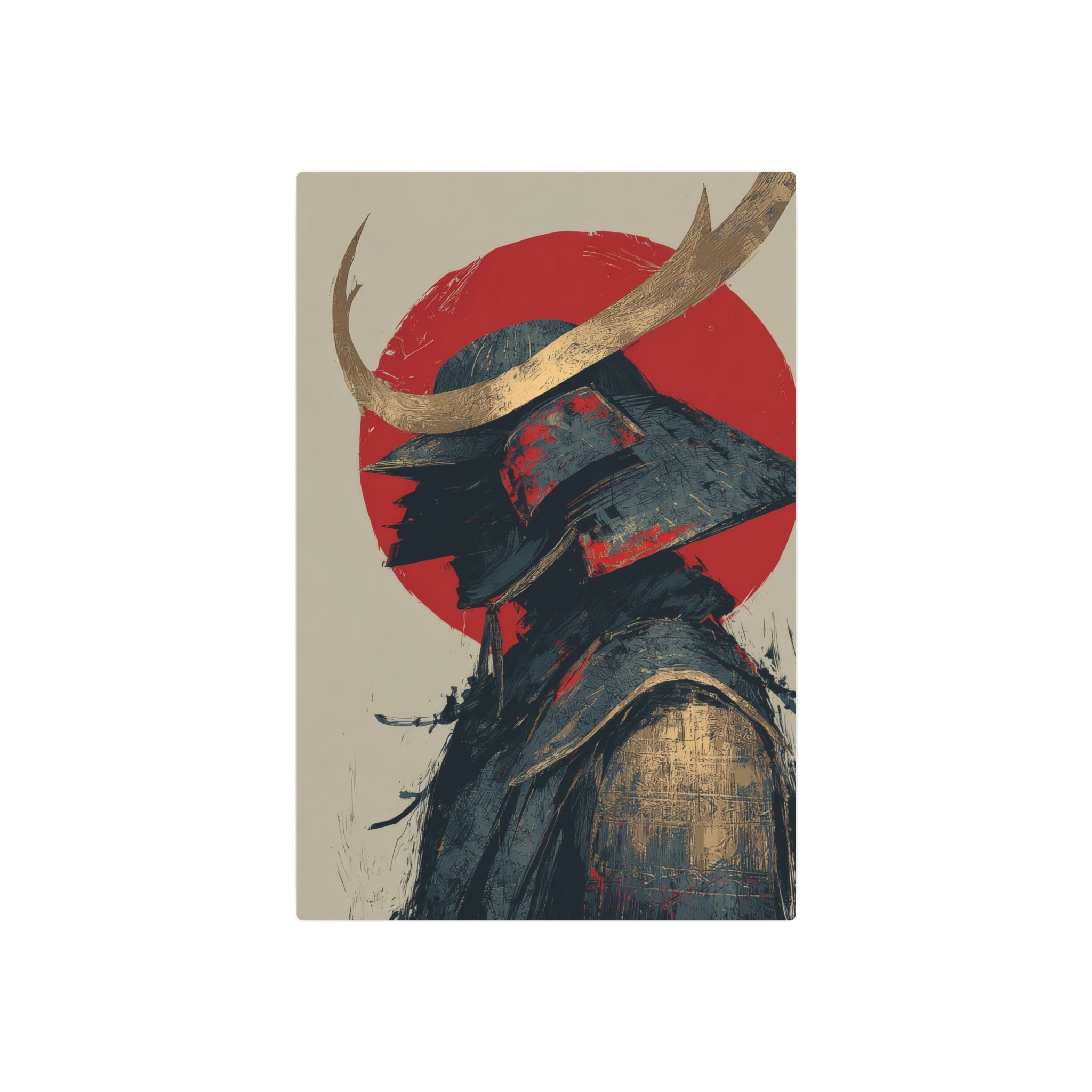 Samurai Helmet Metal Art Sign — Japanese Warrior Wall Decor