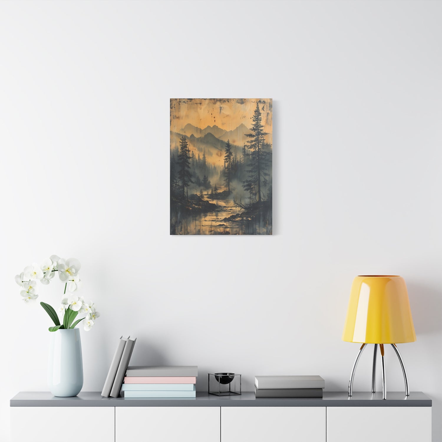 Mountain Mist Landscape Canvas Art— Rustic Pine Forest Wall Art - The Art Hub