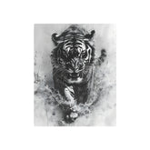 Tiger Metal Art — Dramatic Black & White Running Tiger Wall Decor - The Art Hub