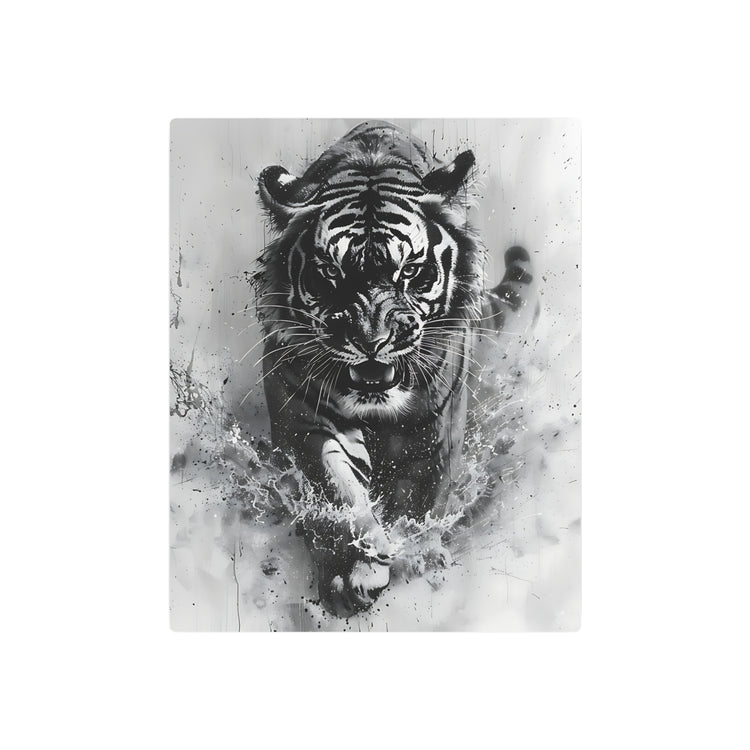 Tiger Metal Art — Dramatic Black & White Running Tiger Wall Decor - The Art Hub