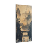 Serene Mountain Bridge Canvas Wall Art — East Asian Landscape Matte Stretched Print - The Art Hub