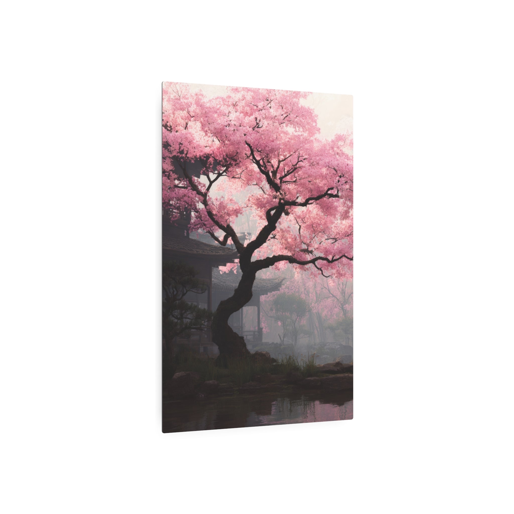 Cherry Blossom Metal Art Sign — Japanese Sakura Wall Decor