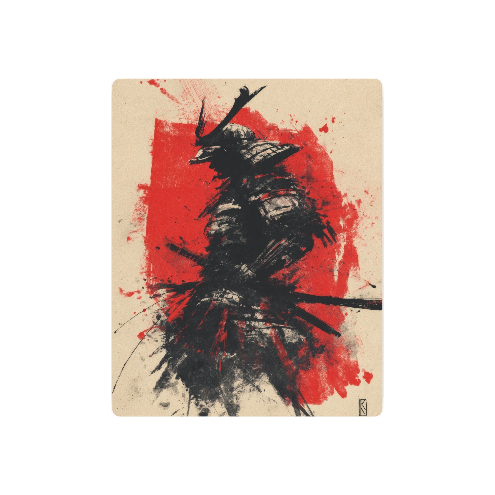 Samurai Ink Metal Art Sign – Japanese Warrior Wall Decor