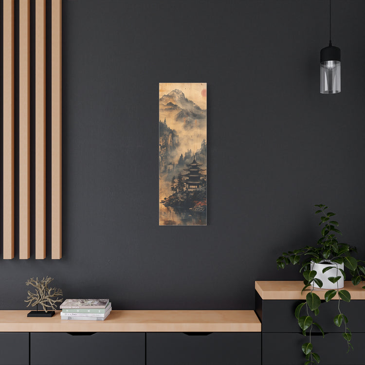 Zen Mountain Mist Canvas Art — Japanese Pagoda Landscape on Stretched Matte Canvas - The Art Hub