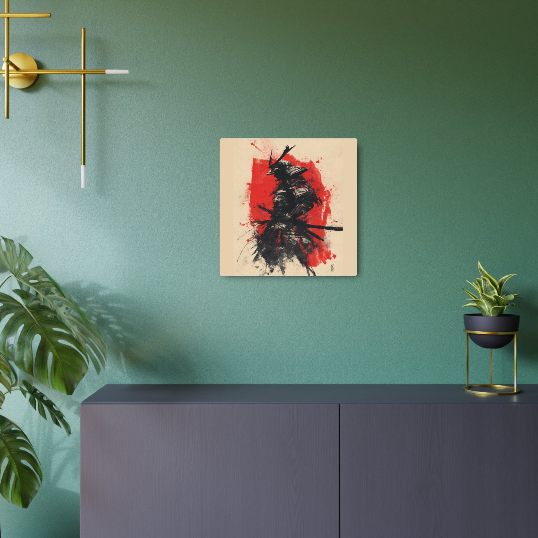 Samurai Ink Metal Art Sign – Japanese Warrior Wall Decor