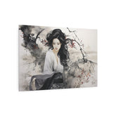 Asian Ink Painting Metal Art Serene Geisha Wall Decor - The Art Hub