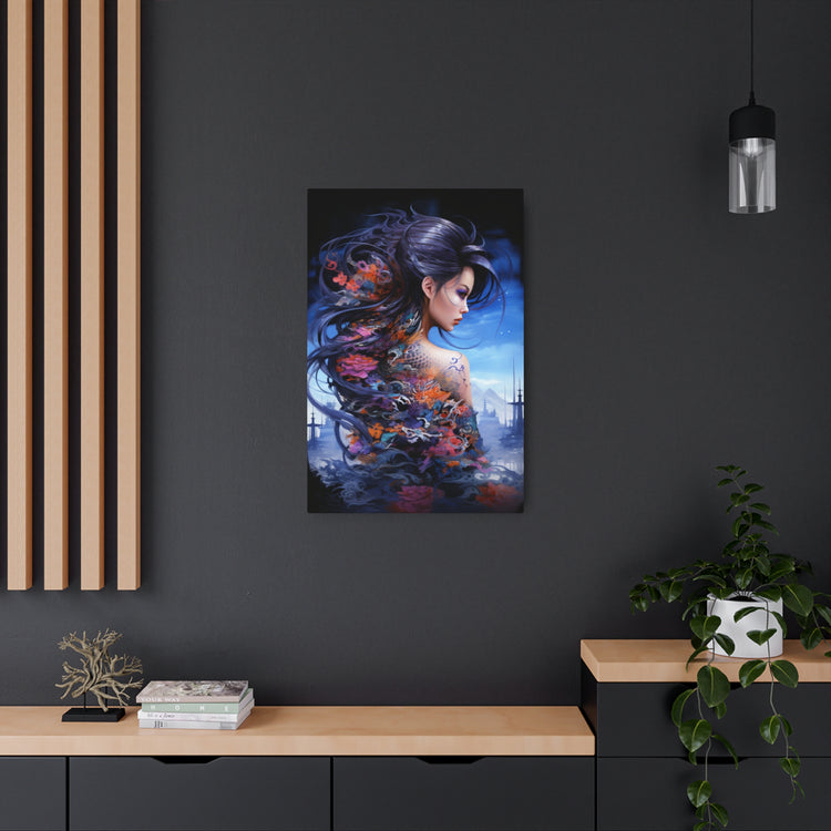 Metal Art — Ethereal Asian Fantasy Woman Wall Decor (Koi & Dragon Tattoo) - The Art Hub