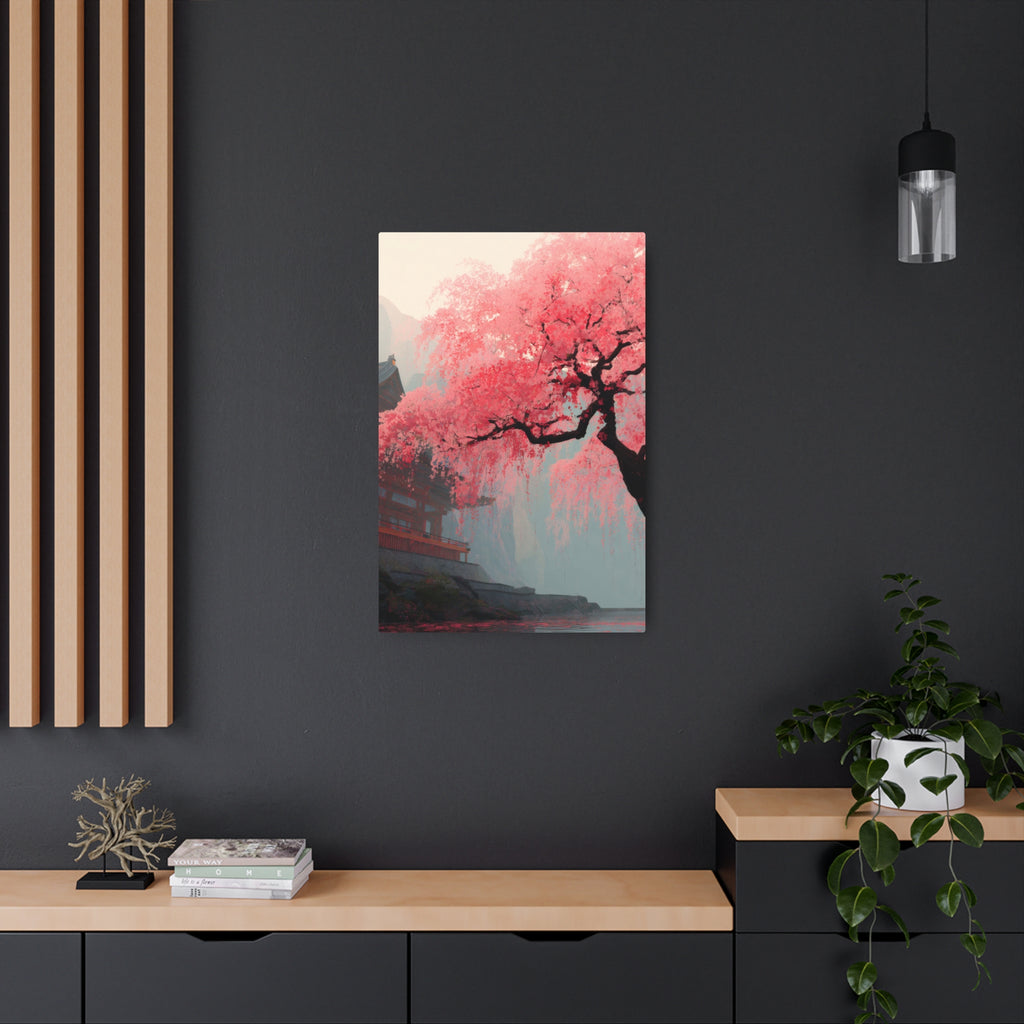 Cherry Blossom Metal Art Sign – Pink Sakura Landscape Wall Décor