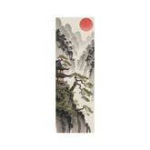 Zen Mountain Metal Art Japanese Landscape with Red Sun - The Art Hub