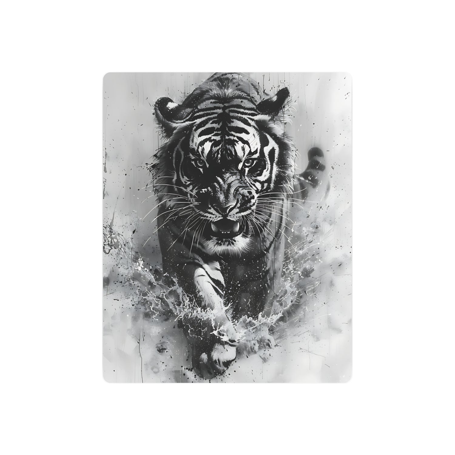 Tiger Metal Art — Dramatic Black & White Running Tiger Wall Decor - The Art Hub