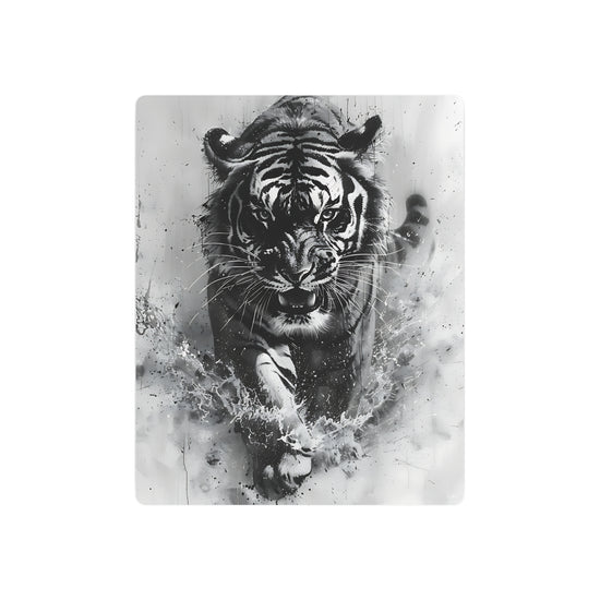 Tiger Metal Art — Dramatic Black & White Running Tiger Wall Decor - The Art Hub