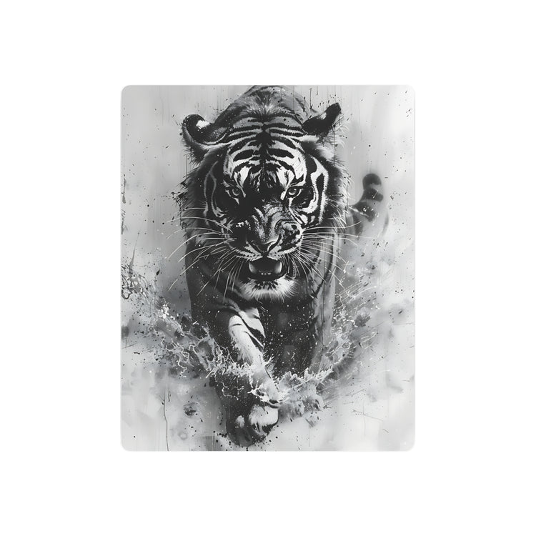 Tiger Metal Art — Dramatic Black & White Running Tiger Wall Decor - The Art Hub