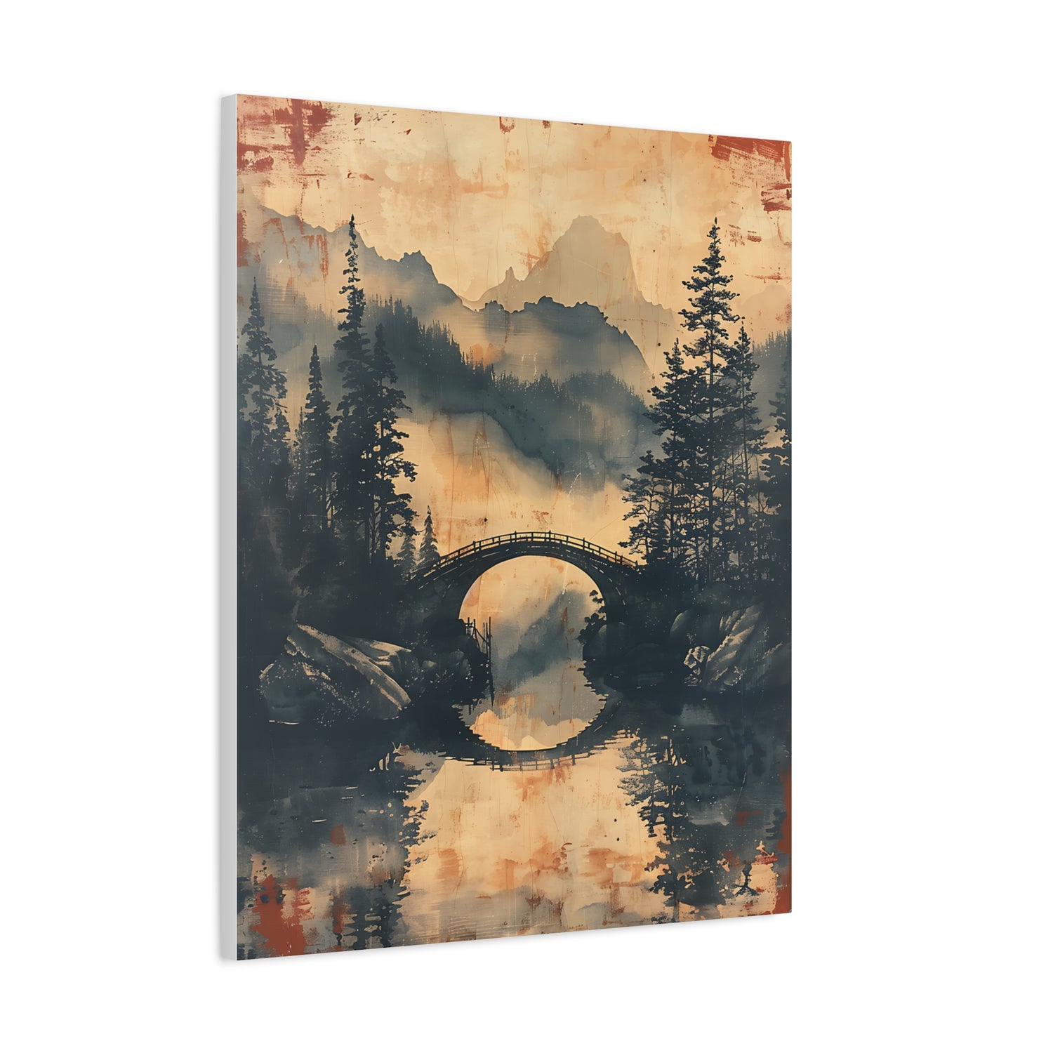 Chinese Landscape Painting Art — Misty Forest Landscape Matte Stretched Print - The Art Hub