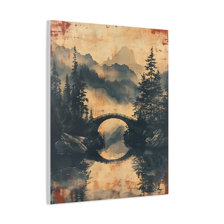 Chinese Landscape Painting Art — Misty Forest Landscape Matte Stretched Print - The Art Hub