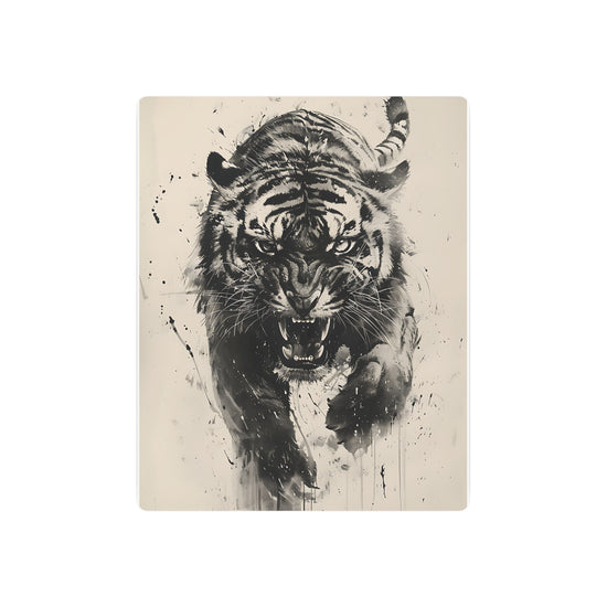 Roaring Tiger Metal Art Sign Black Ink Wildlife Wall Decor - The Art Hub