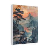Sunset Mountain Landscape Canvas Print — Misty Pine Cliff Wall Art - The Art Hub