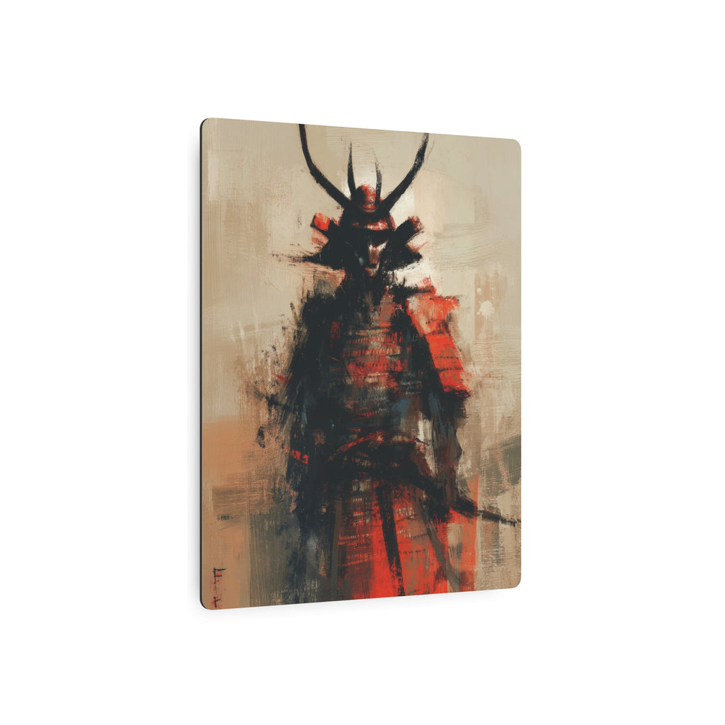 Samurai Metal Art Sign — Abstract Red Warrior Wall Decor