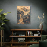 Zen Mountain Mist Canvas Art — Japanese Pagoda Landscape on Stretched Matte Canvas - The Art Hub