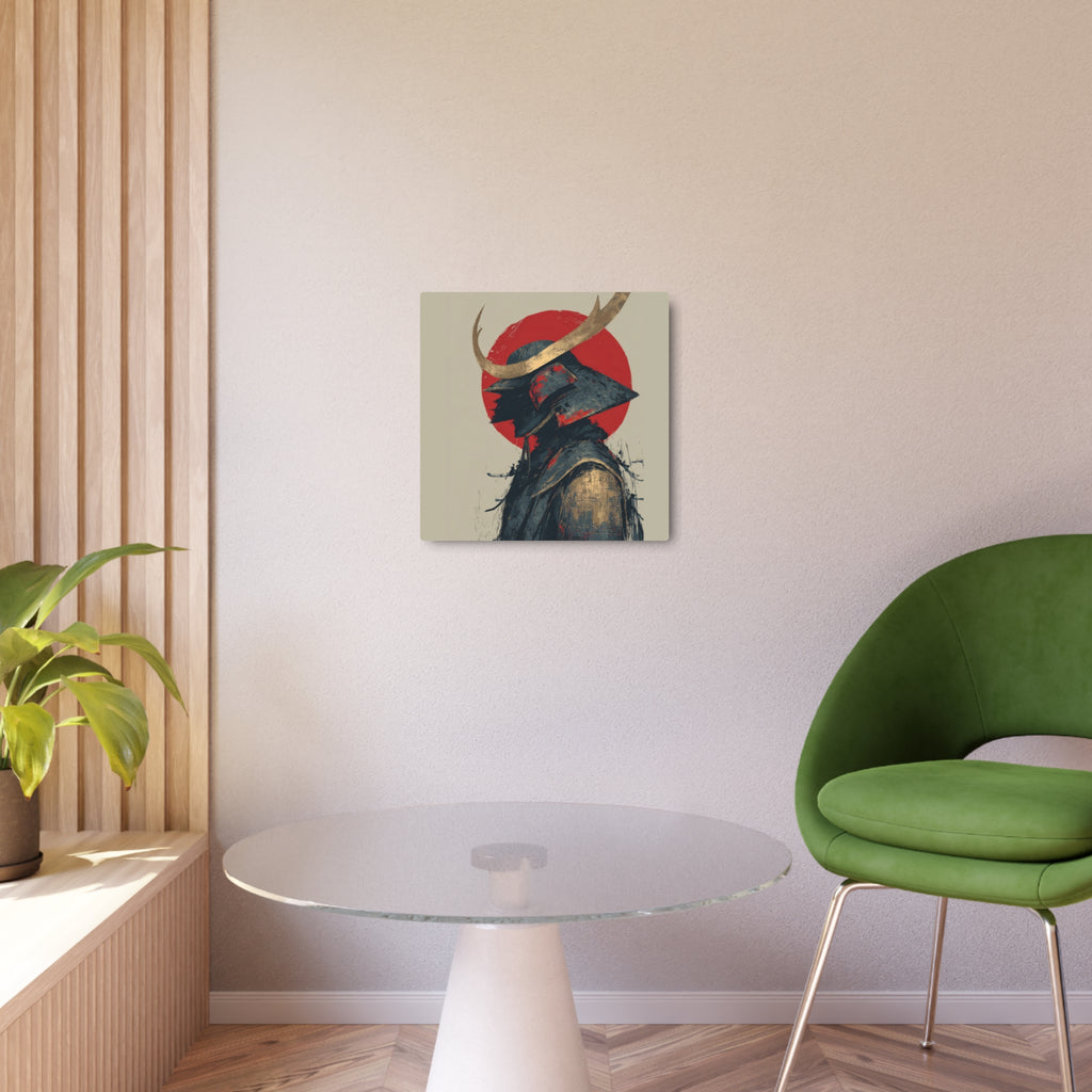 Samurai Helmet Metal Art Sign — Japanese Warrior Wall Decor