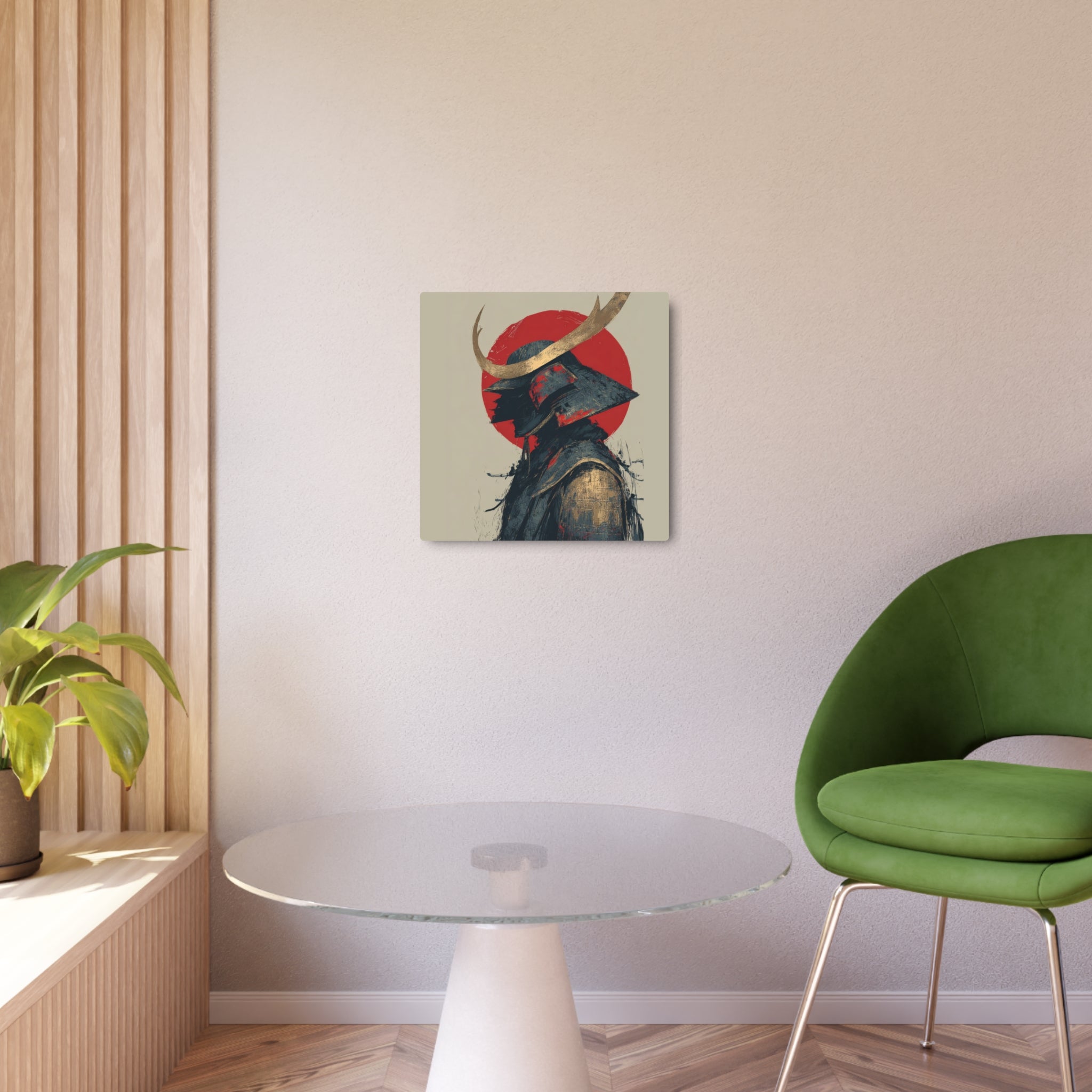 Samurai Helmet Metal Art Sign — Japanese Warrior Wall Decor