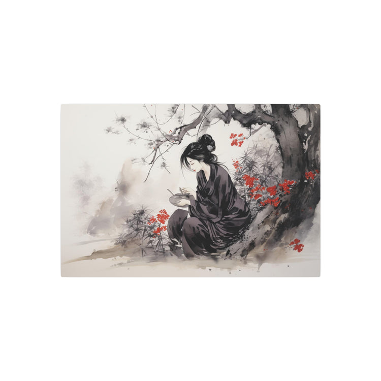 Metal Art Ink Wash Geisha Scene Wall Decor - The Art Hub