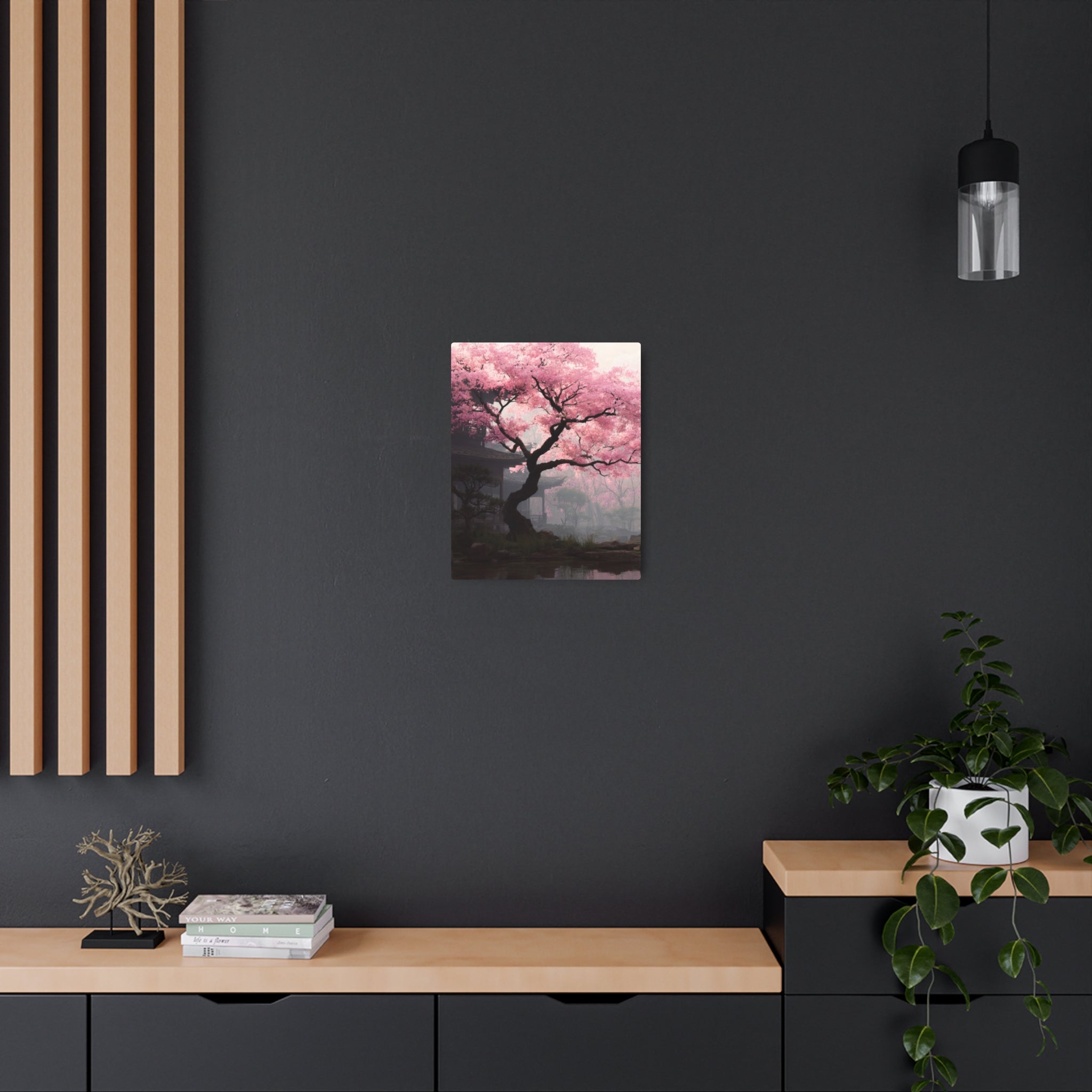 Cherry Blossom Metal Art Sign — Japanese Sakura Wall Decor