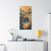 Golden Mist Mountain Landscape Canvas — Asian Pagoda Wall Art - The Art Hub