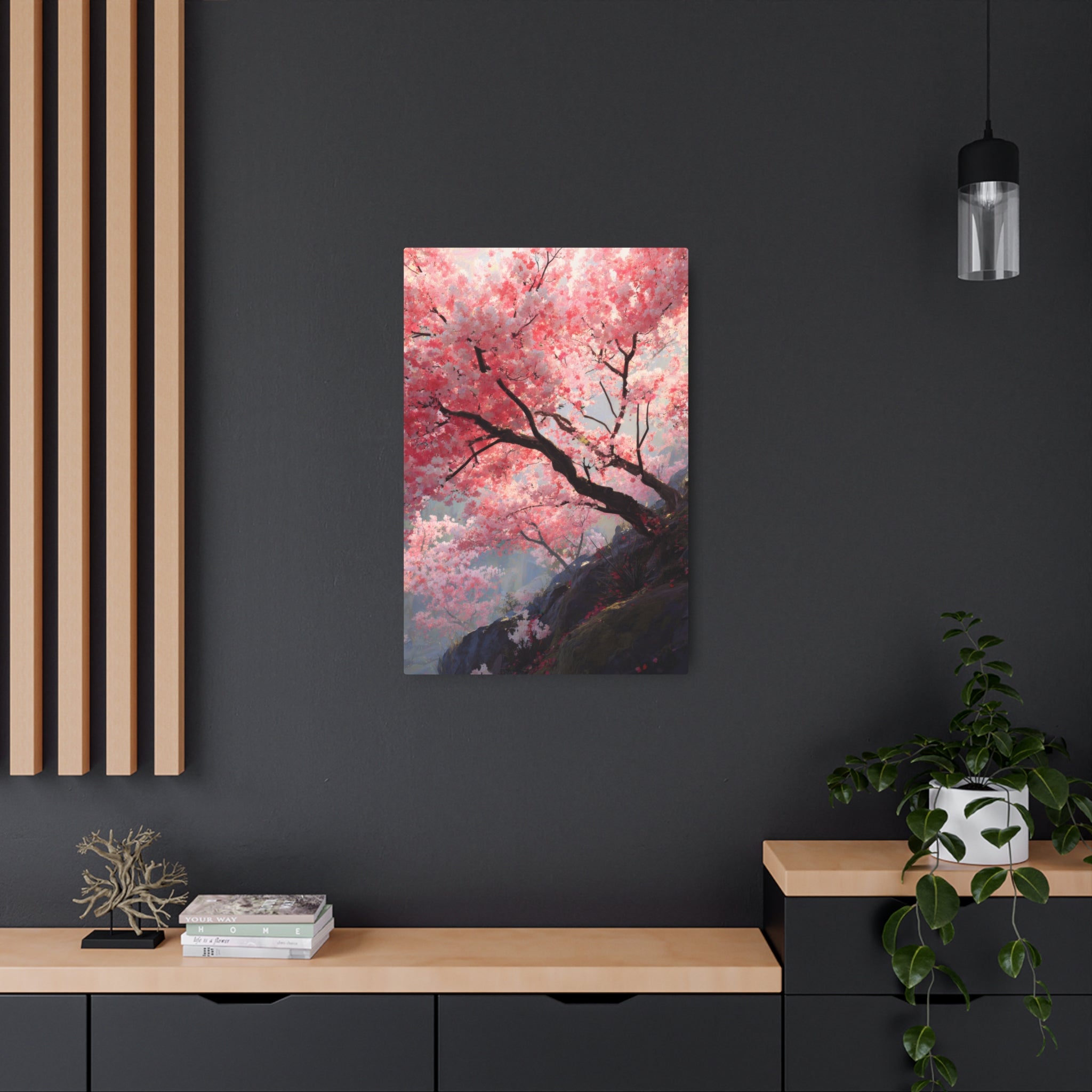 Cherry Blossom Metal Art Sign — Japanese Sakura Wall Décor