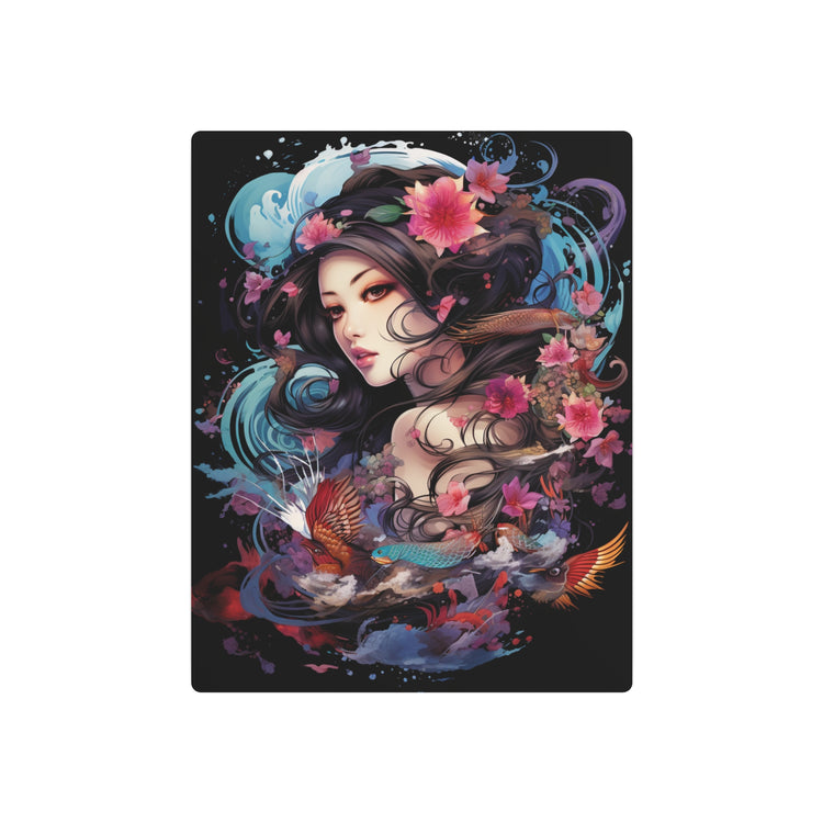 Japanese Floral Portrait Metal Art – Decorative Wall Plaque - The Art Hub