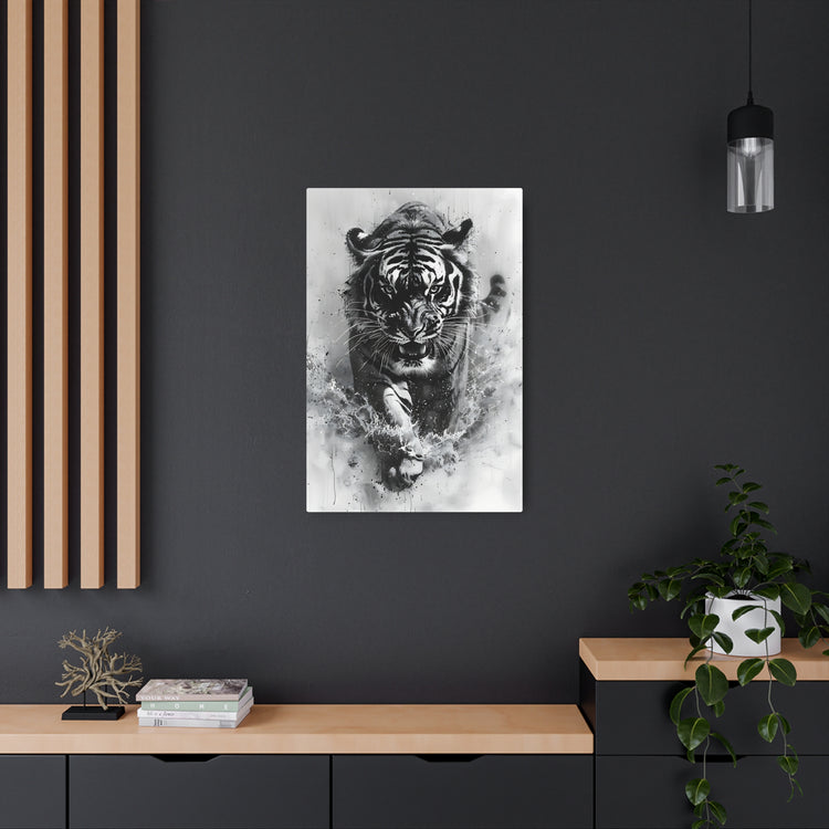 Tiger Metal Art — Dramatic Black & White Running Tiger Wall Decor - The Art Hub
