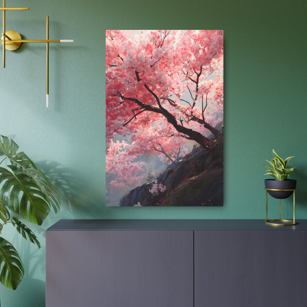 Cherry Blossom Metal Art Sign — Japanese Sakura Wall Décor