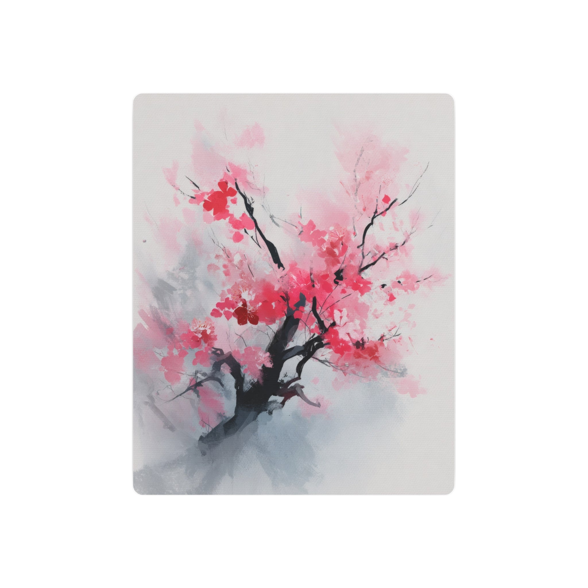 Cherry Blossom Metal Art Sign — Watercolor Pink Sakura Wall Decor