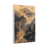 Zen Mountain Mist Canvas Art — Japanese Pagoda Landscape on Stretched Matte Canvas - The Art Hub