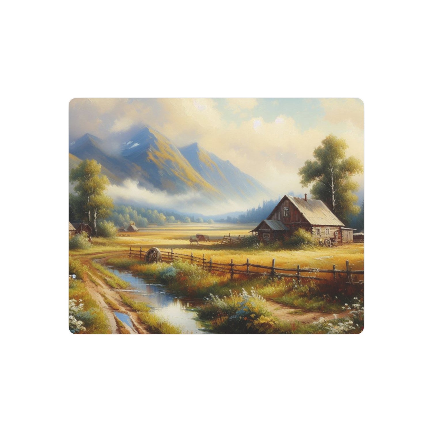 Metal Art Rustic Mountain Farm Scene Metal Art Wall Decor - The Art Hub