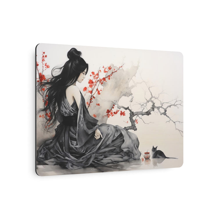 Metal Art Asian-Inspired Geisha with Cherry Blossoms Wall Art - The Art Hub