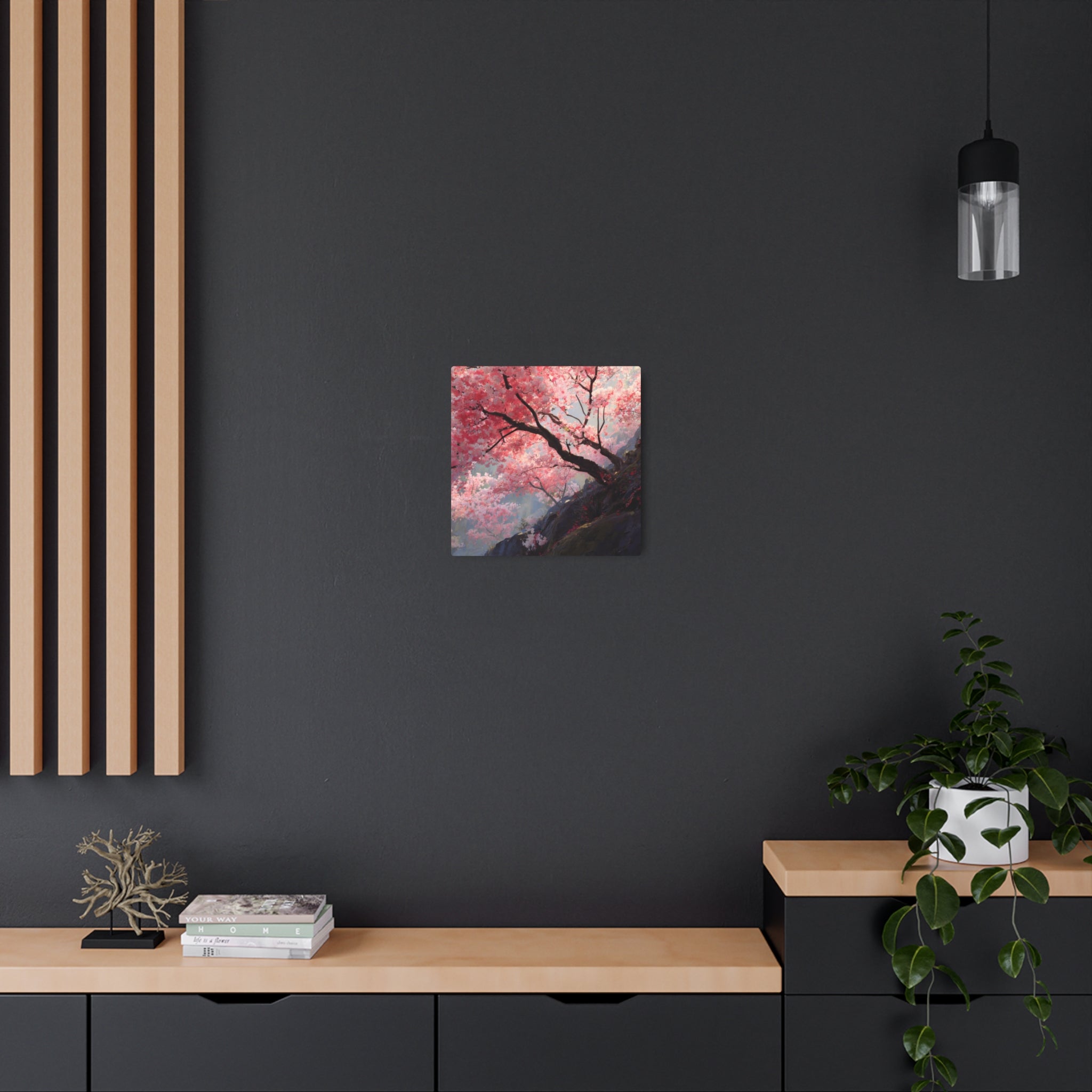 Cherry Blossom Metal Art Sign — Japanese Sakura Wall Décor