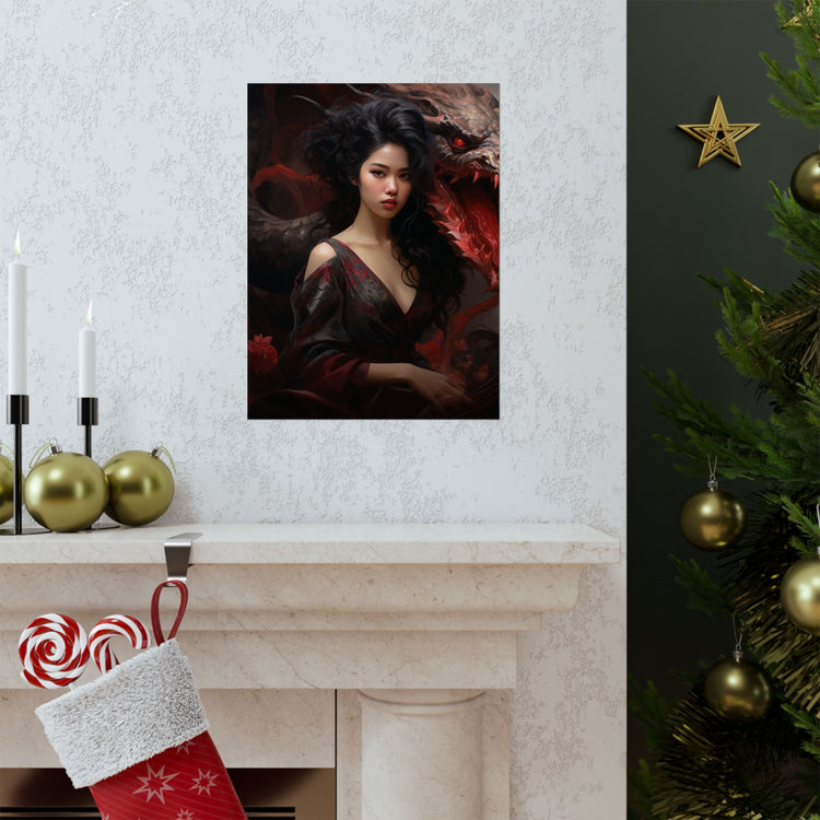 Dragon Empress Matte Poster — Dark Fantasy Portrait Wall Art - The Art Hub