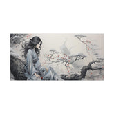 Canvas Wall Art Serene Geisha in Misty Cherry Blossom - The Art Hub